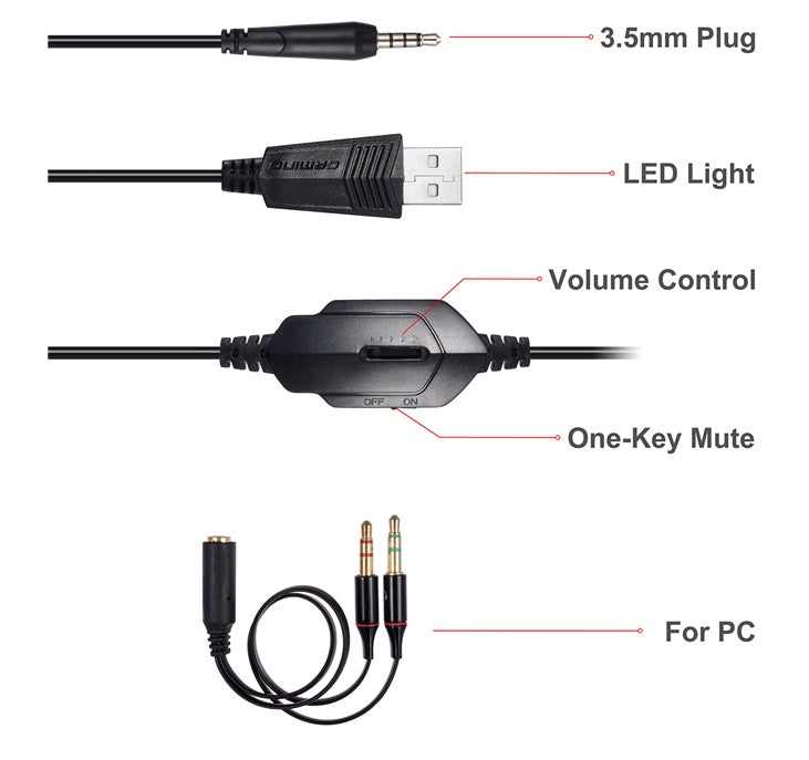 Head-mounted luminous gaming headset with microphone