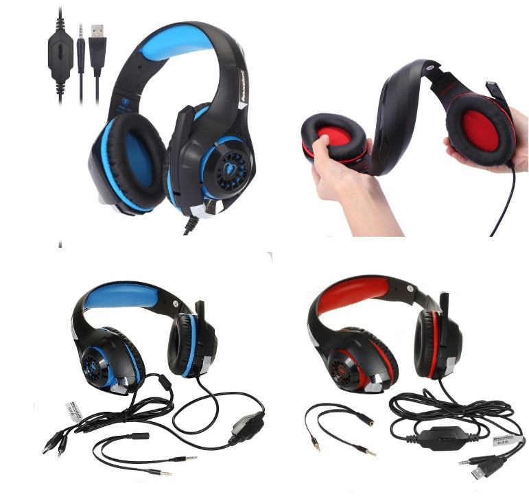 Head-mounted luminous gaming headset with microphone