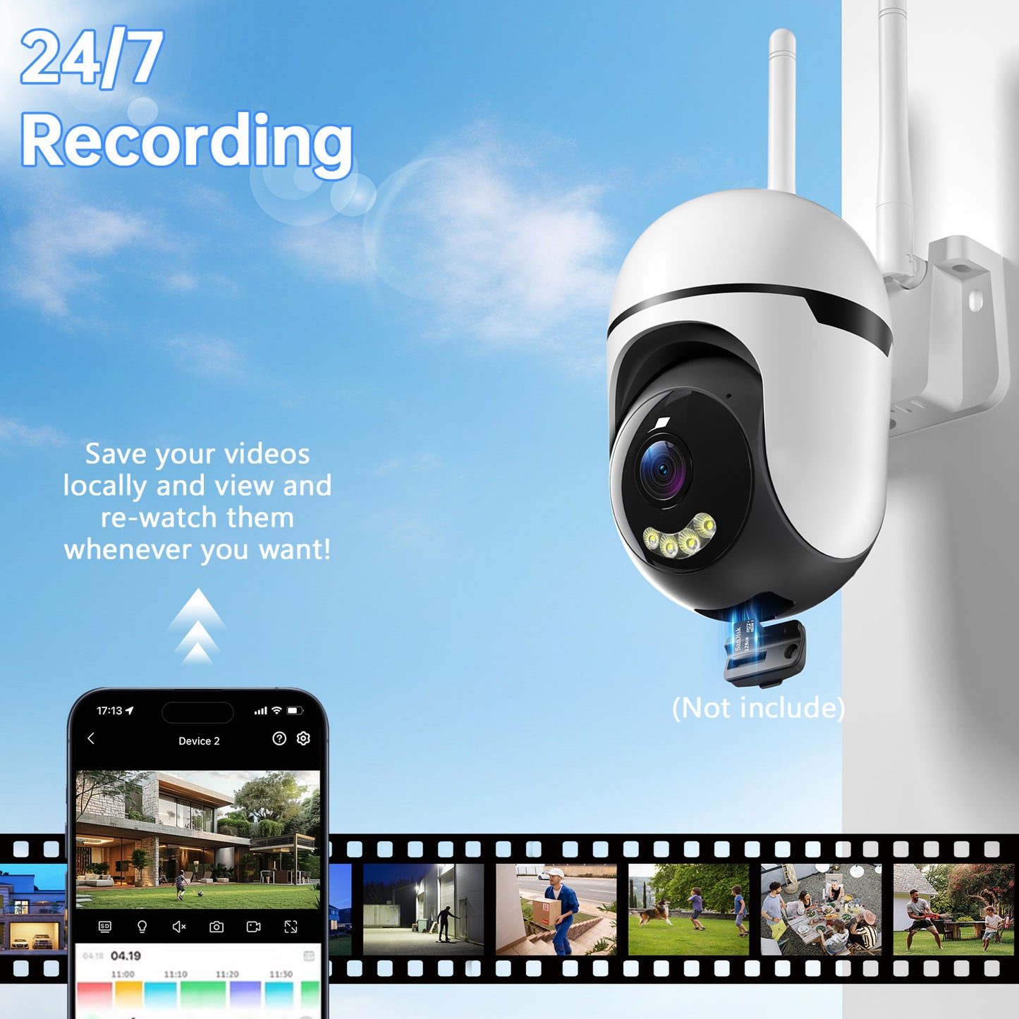 3MP PTZ Wireless Indoor Outdoor Mini Camera
