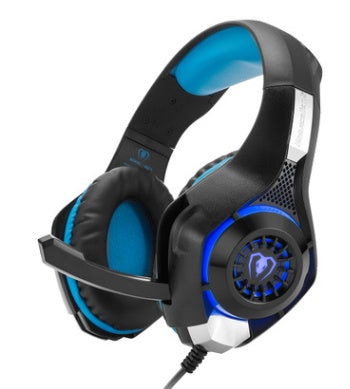 Head-mounted luminous gaming headset with microphone