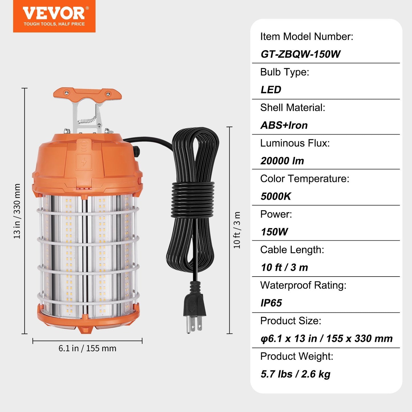 5000K Portable Super Bright & Waterproof & Connected Up To 6 Lights