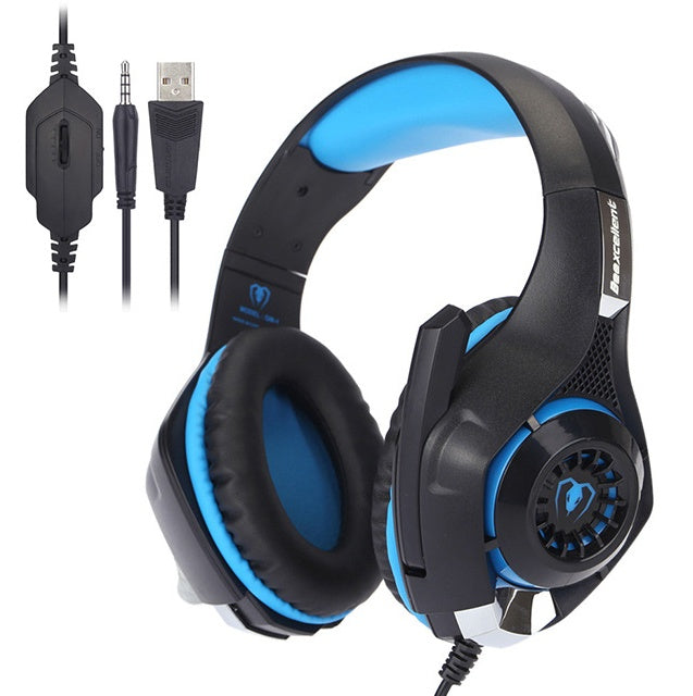 Head-mounted luminous gaming headset with microphone