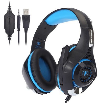Head-mounted luminous gaming headset with microphone