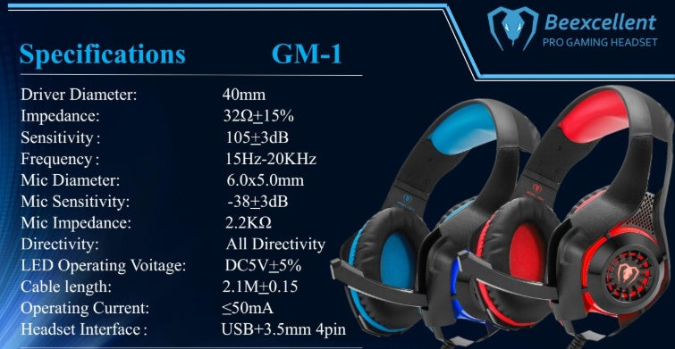 Head-mounted luminous gaming headset with microphone