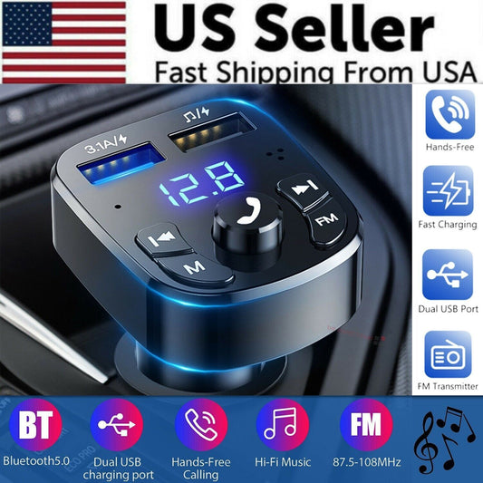Wireless Car Bluetooth FM Transmitter MP3 Audio USB Charger