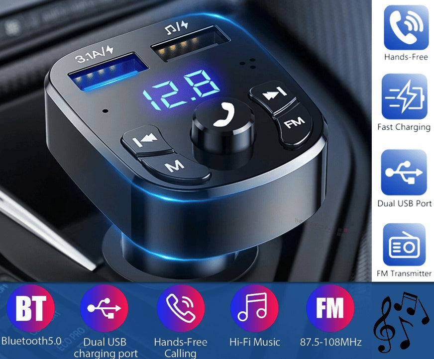 Wireless Car Bluetooth FM Transmitter MP3 Audio USB Charger