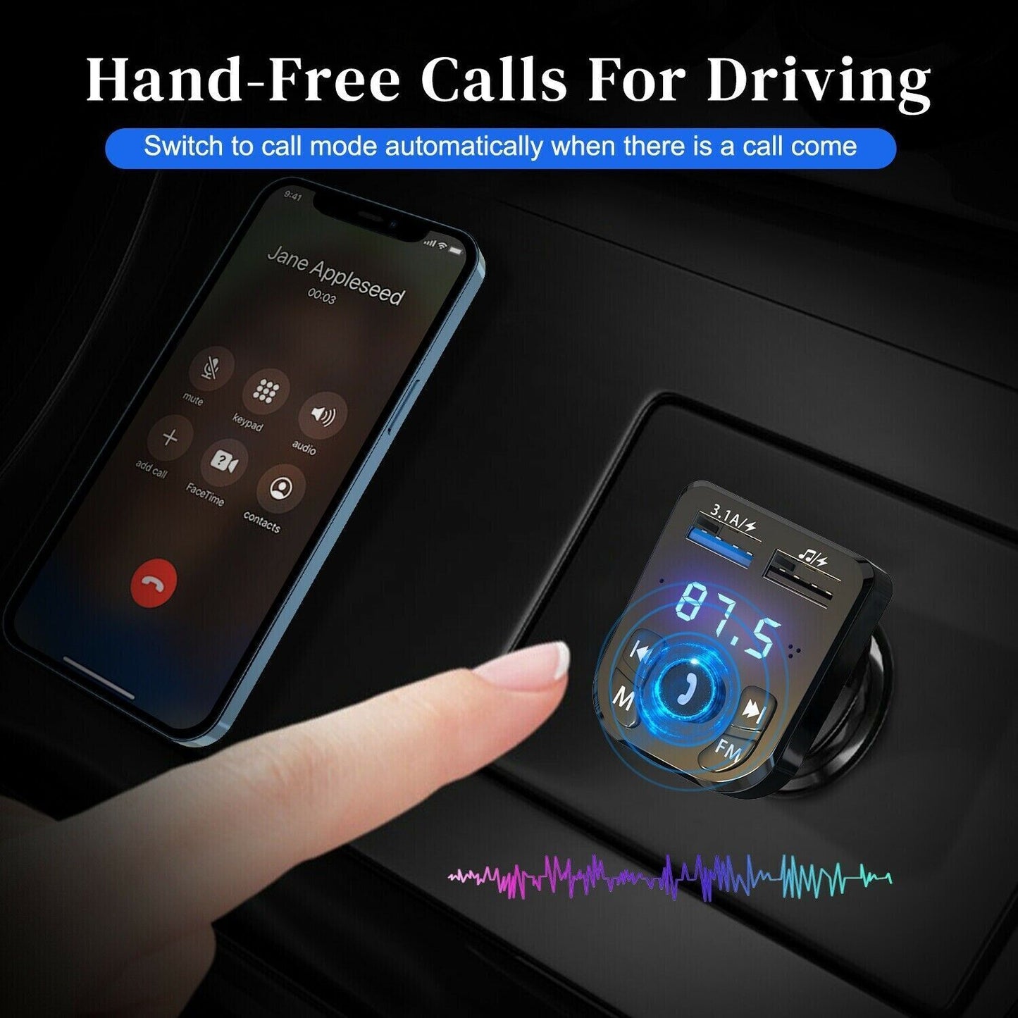 Wireless Car Bluetooth FM Transmitter MP3 Audio USB Charger