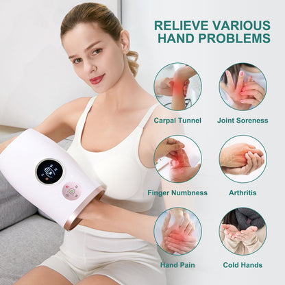 3-Speed Hand Massager With Heat, Air Compression & 30-Min Timer, Portable & Relaxing
